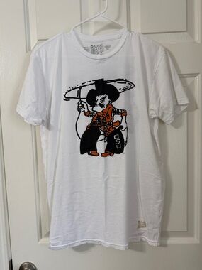 NWOT Oklahoma State University White Graphic Pistol Pete Tee Front & Back
